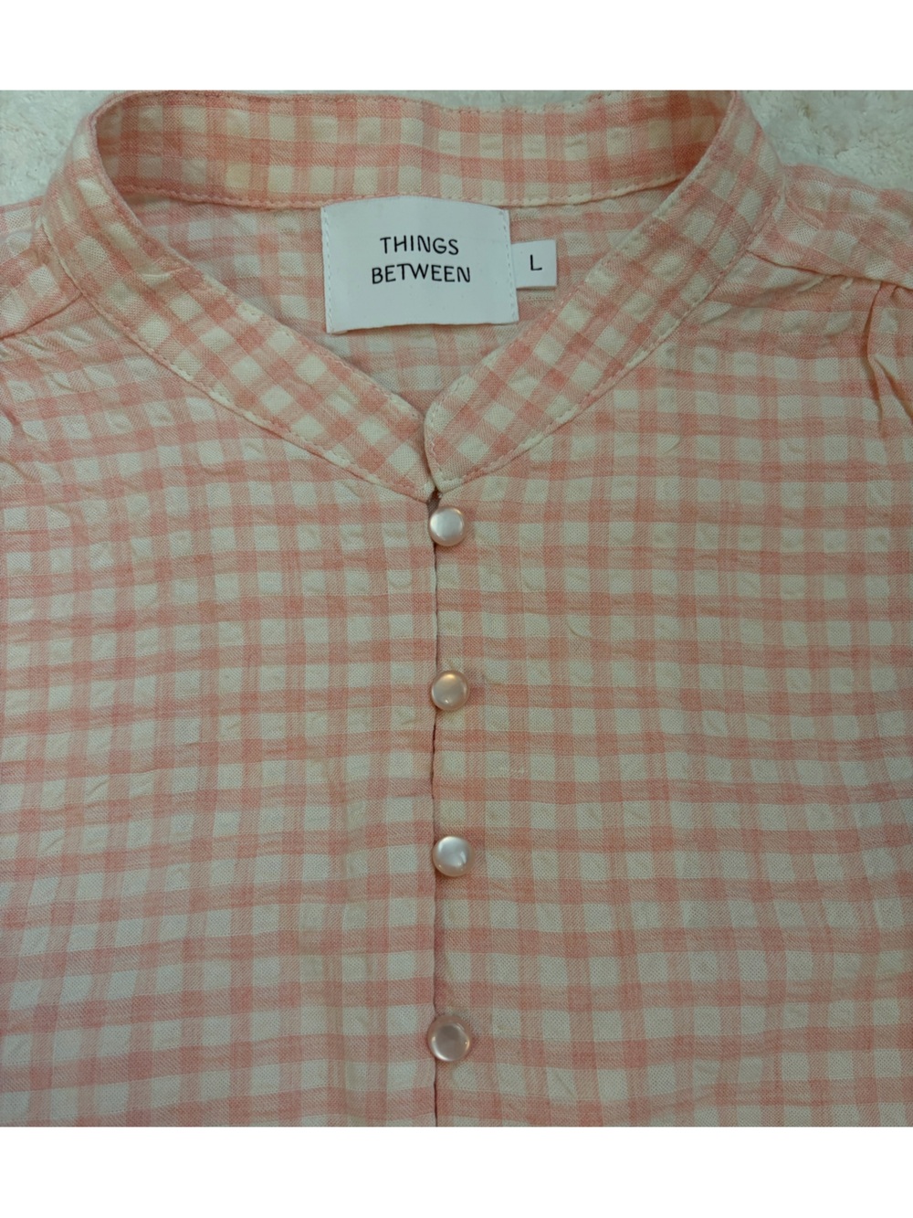 Piper & Scoot Pink Gingham Button-Front Women's Top